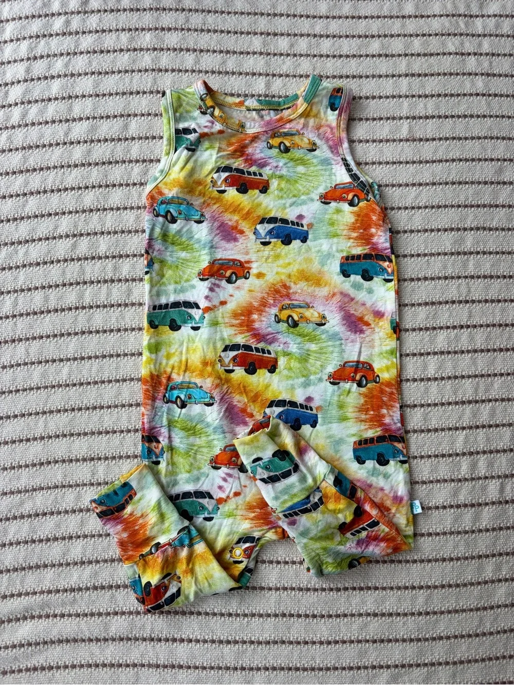 Posh Peanut Tie-Dye Camper Van Sleeveless Romper - Multicolor